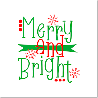 Merry and Bright Christmas Design Posters and Art